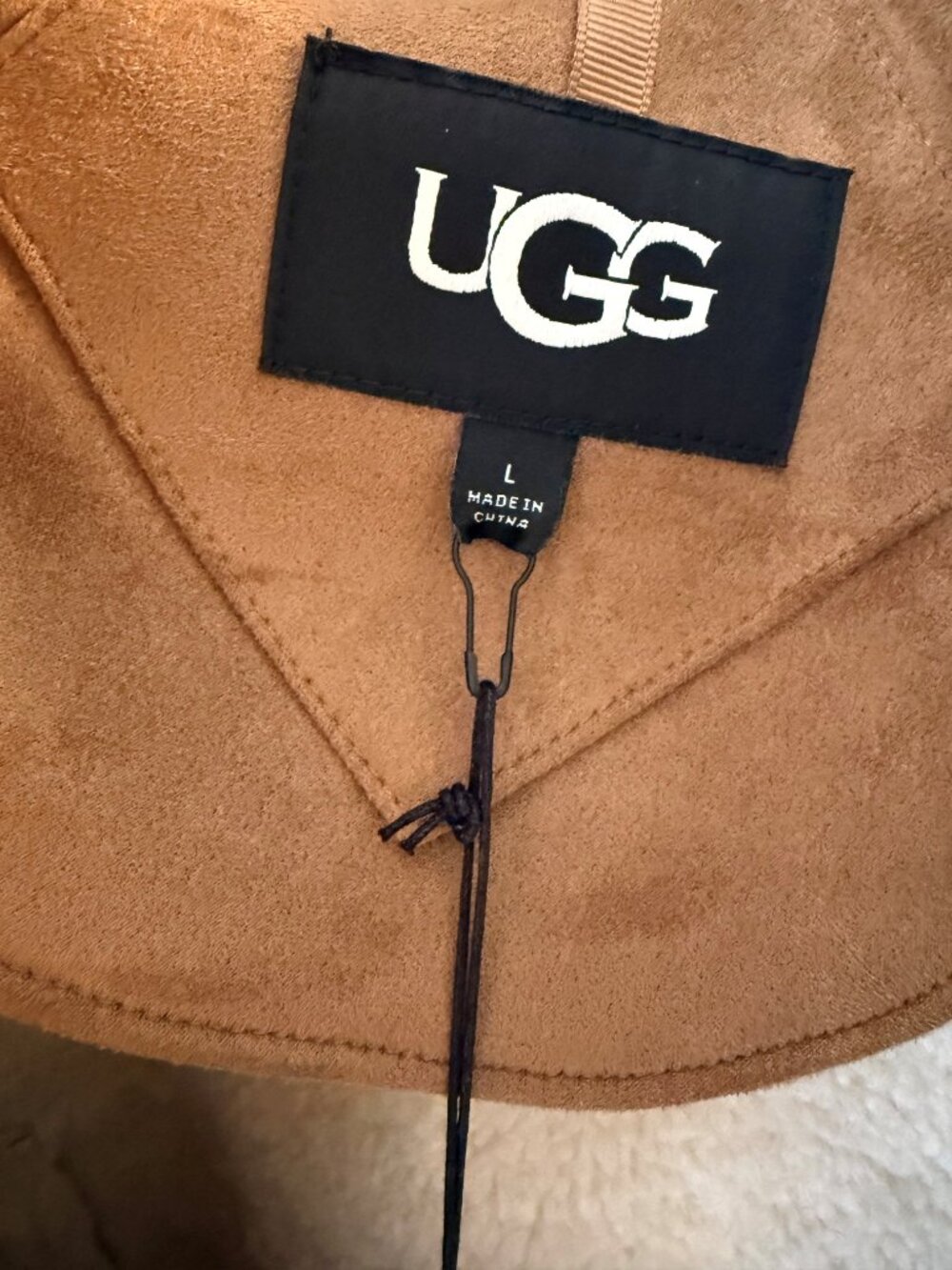 UGG Jacket -- Women's Finnian LuxeFluff Moto Jacket, Chestnut, Size Large - Picture 4 of 4